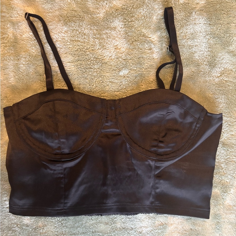 Forever 21 cropped Black Satin Bustier